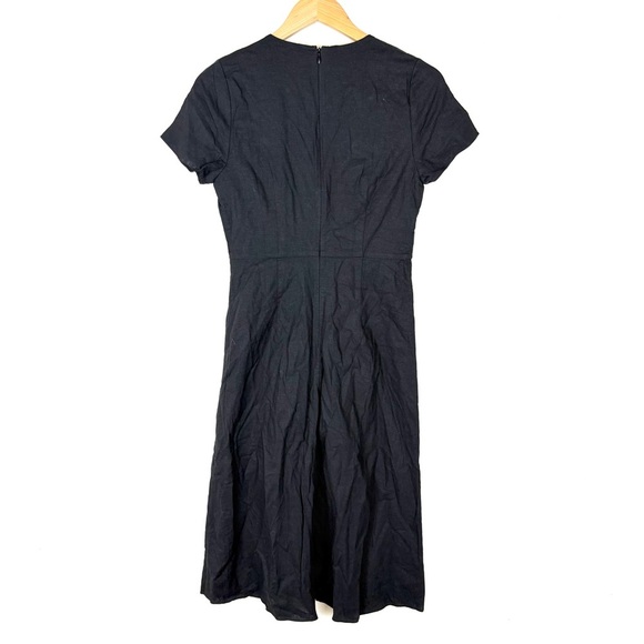 Madewell Linen-blend button-wrap midi dress in Black - Picture 11 of 12